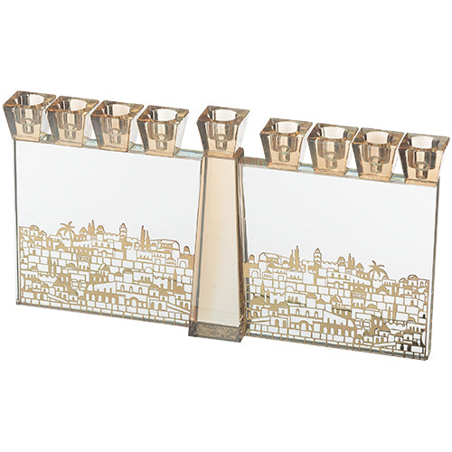 Crystal Menorah 34*22 cm Jerusalem plaque