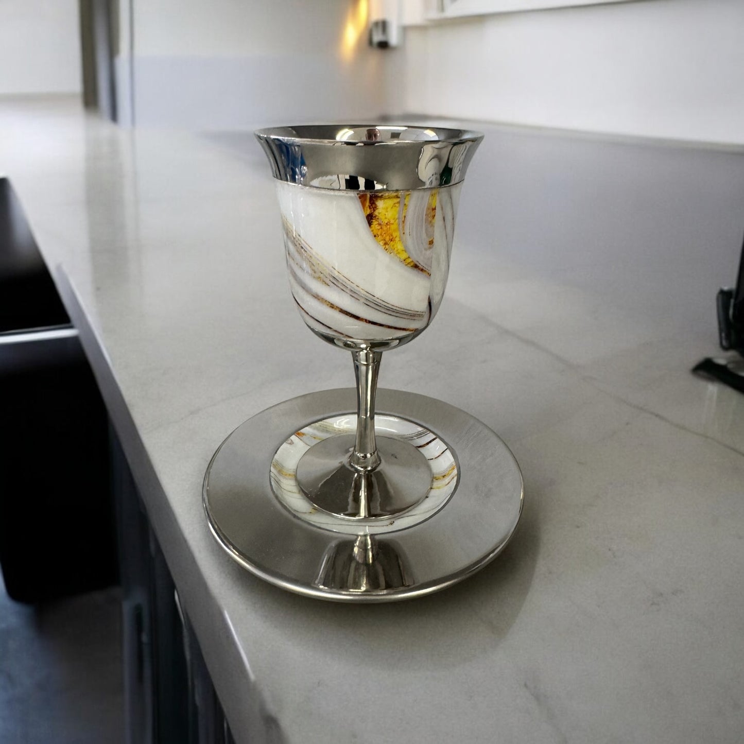 Enamel Kiddush Cup with Marble Design