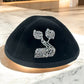 Rhinestone alef bet velvet kippah