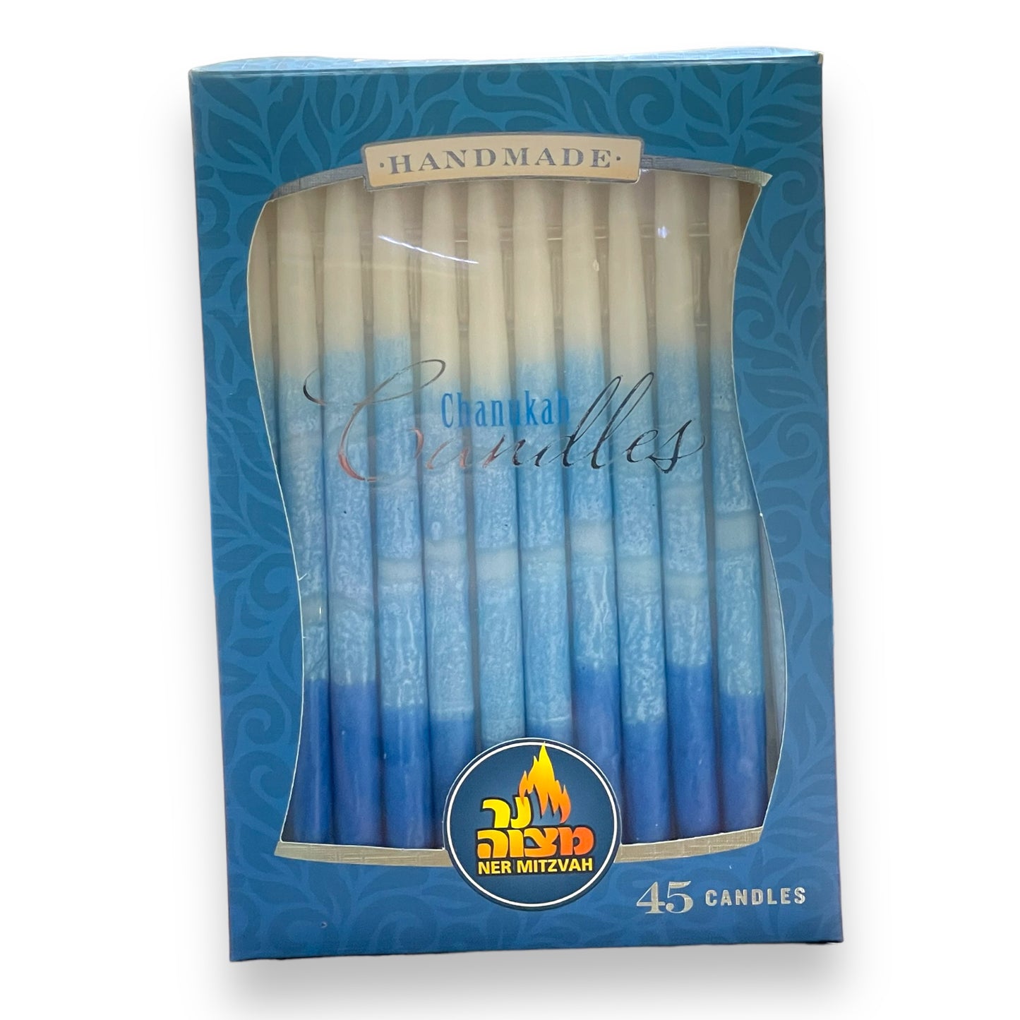 White and blue Hanukkah Candles - 45 Pack 6"