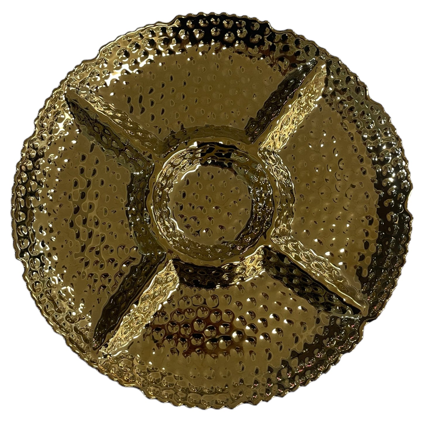 Round serving gold porcelain plate