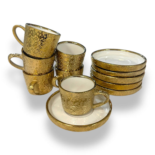 12 pieces porcelain set gold coffee/tea set