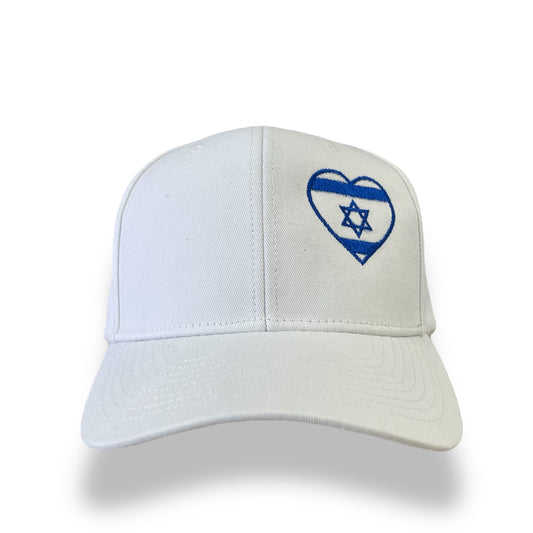 Embroidered israel flag heart shape baseball cap