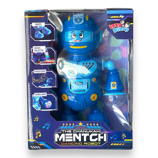 Hanukkah lights and dancing mentch robot