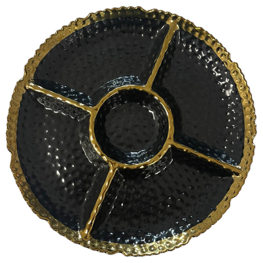 Round serving Black and Gold porcelain plate
