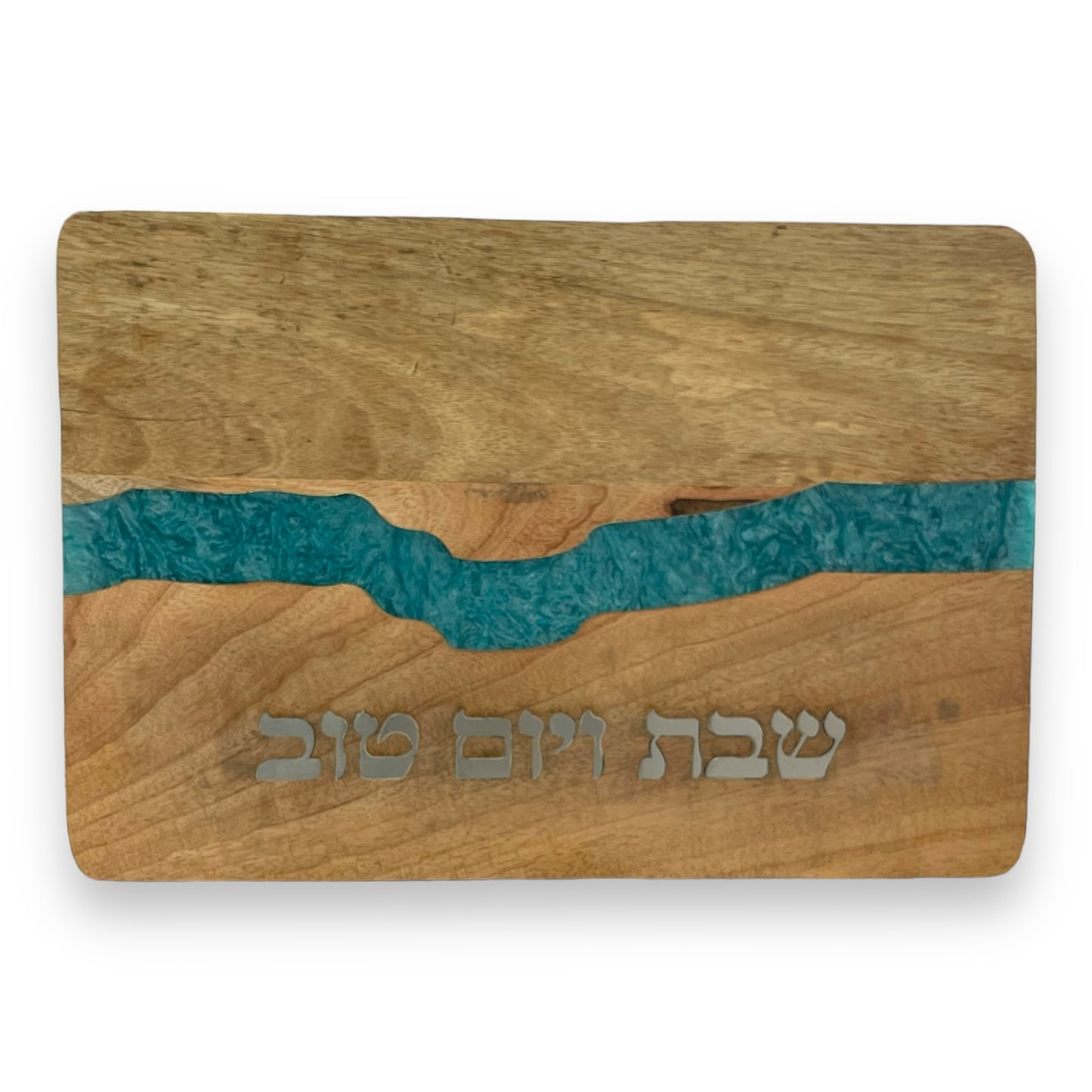 Solid wood challah board with epoxy 41x28 cm