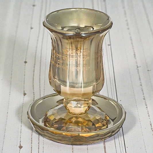 Crystal Kiddush Cup with Stem – Elegant Design, 13 cm