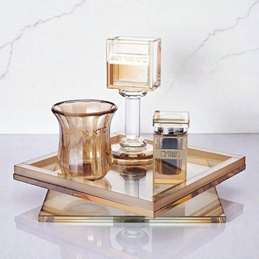 Crystal Havdalah Set with Tray