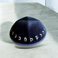 Velvet Kippah with Embroidered Hebrew Rashi Alphabet and Hair Clip