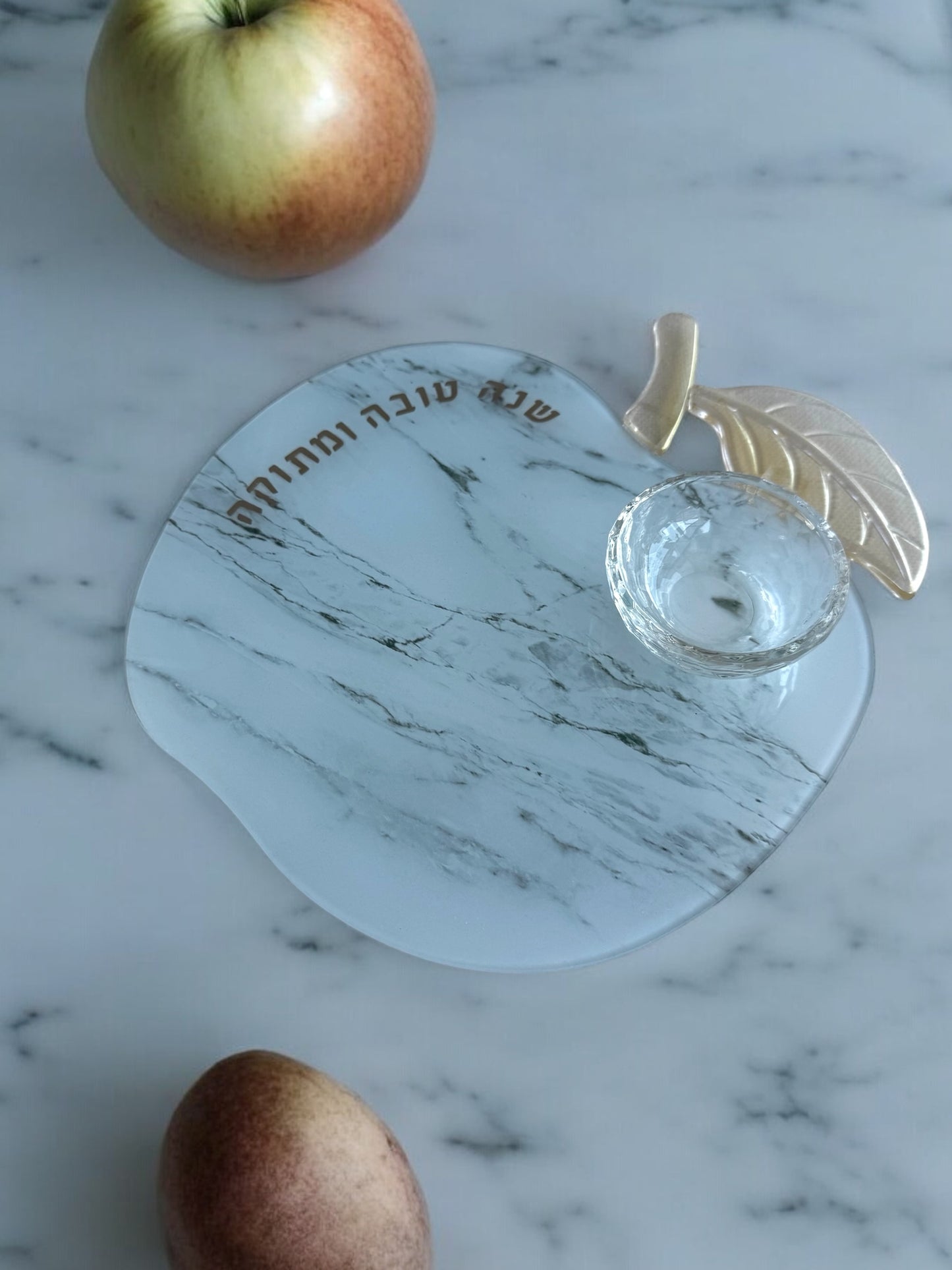 Apple-Shaped glass Rosh Hashanah Honey Dish