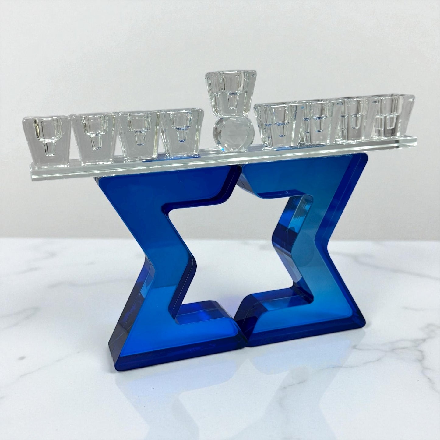 Crystal magen david oil menorah