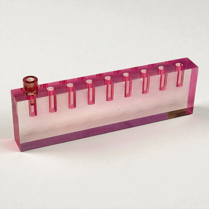 Fancy blue lucite oil menorah 13.5 x 4 x 1.5” block