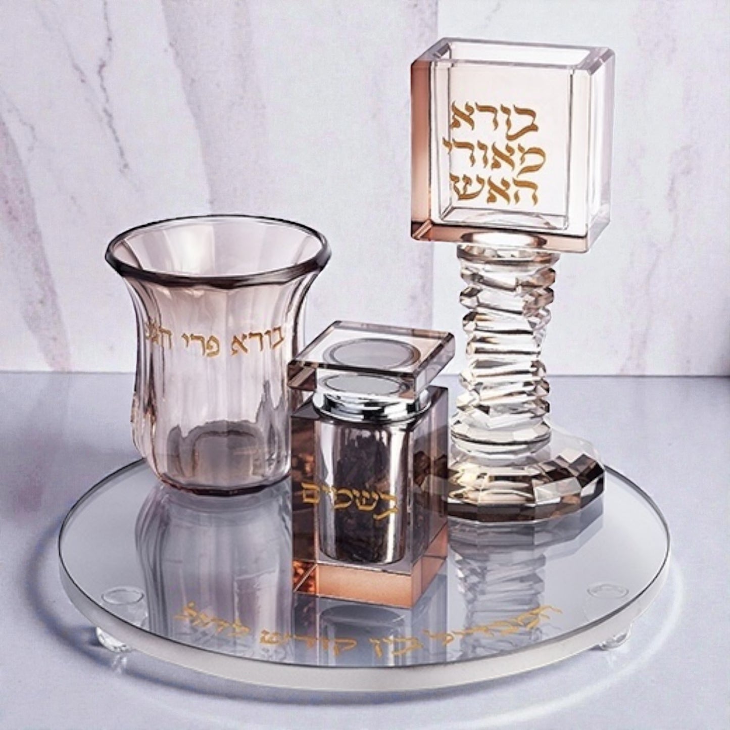 Crystal Havdalah Set with Tray
