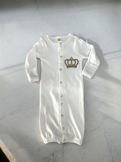 Elegant Brit Milah Baby Gown with Rhinestone