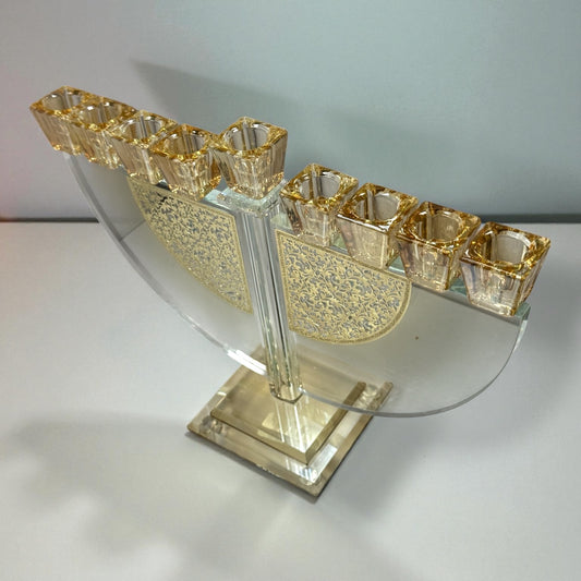 Crystal Menorah 27*21 cm with Metal Plaque