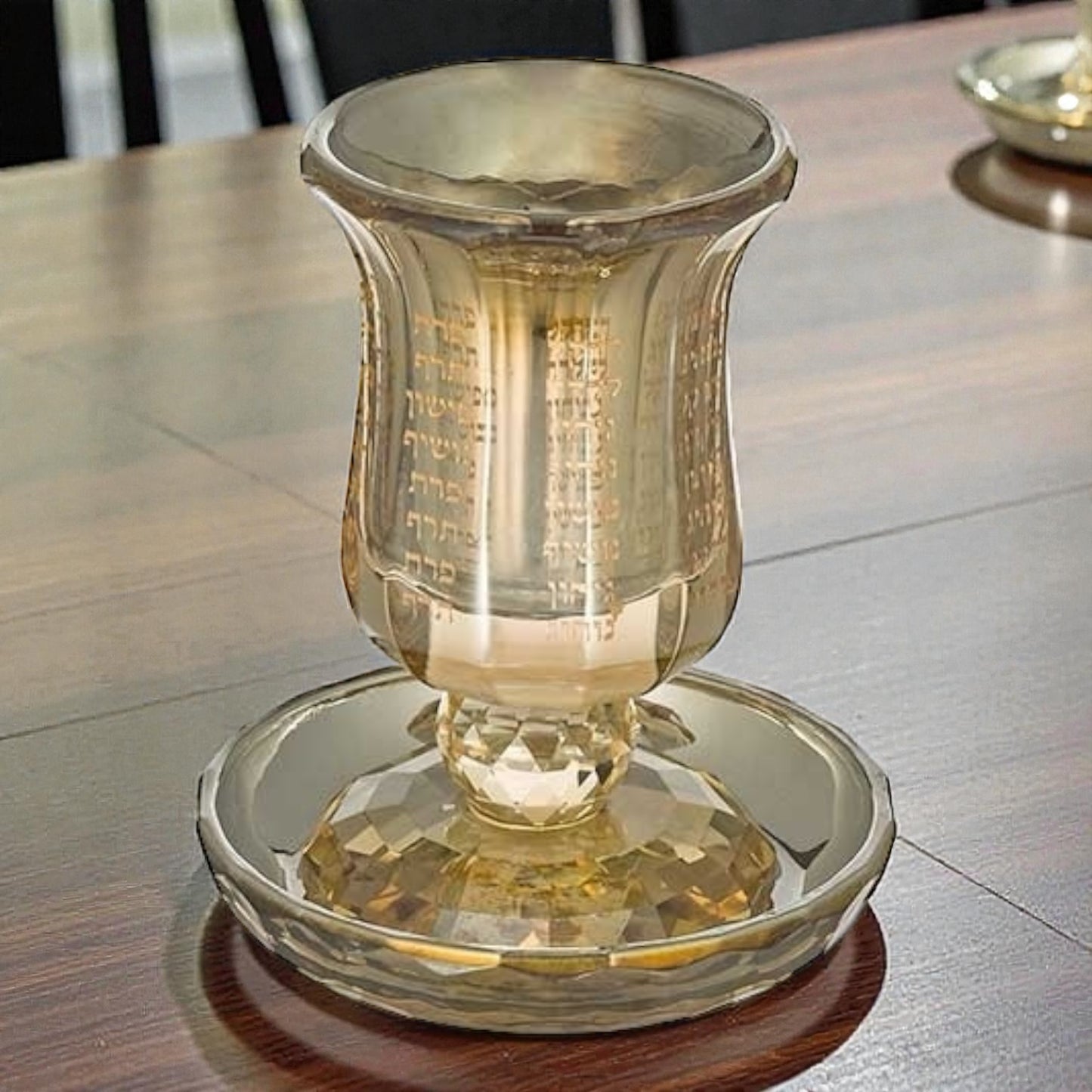 Crystal Kiddush Cup with Stem – Elegant Design, 13 cm