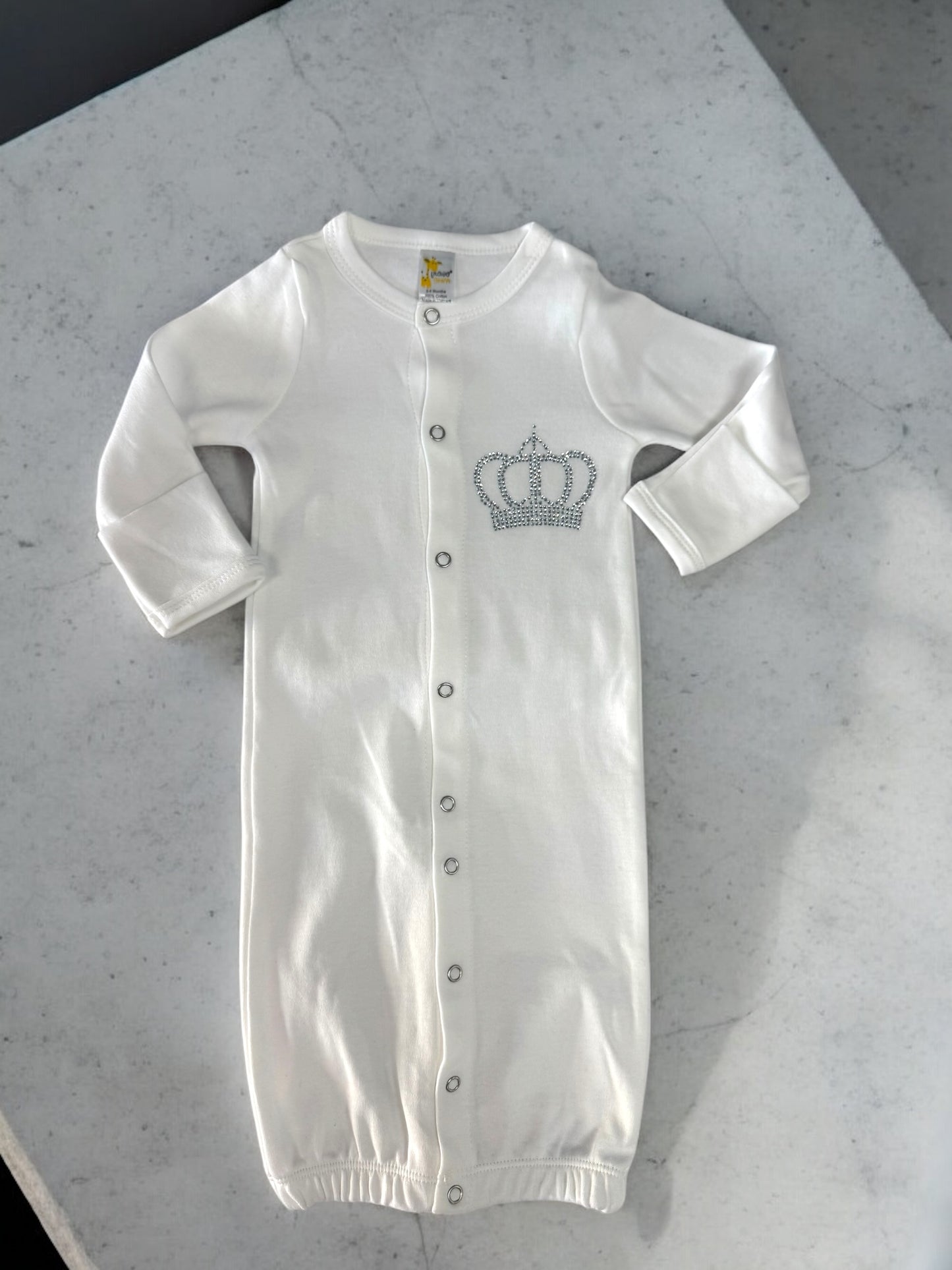 Elegant Brit Milah Baby Gown with Rhinestone