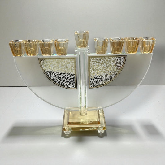 Crystal Menorah 27*21 cm with Metal Plaque