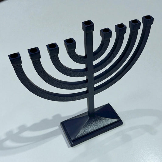 Aluminum hammerd hanukiah Blue 9x9 inches