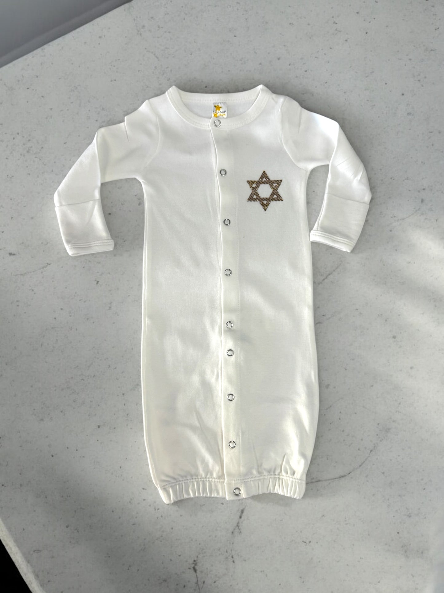 Elegant Brit Milah Baby Gown with Rhinestone