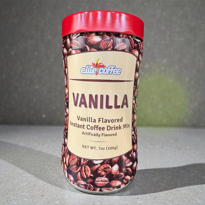 Elite Coffee Instant Drink Mix – Mocha, Vanilla & Hazelnut Flavors, 200g Jar (7oz)