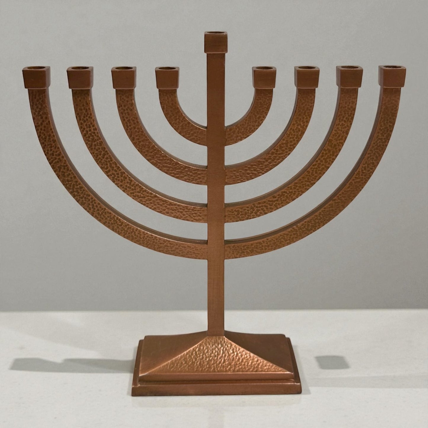 Aluminum hammerd hanukiah Gold 9x9 inches