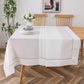 Poly tablecloth (Linen Look) - White with Light Gold Trim Embroidery