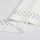 Poly Tablecloth (Linen Look) - White mbroidered Circles and Diamonds Underlay