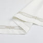 Poly Tablecloth (Linen Look) - White with Gold Trim Design