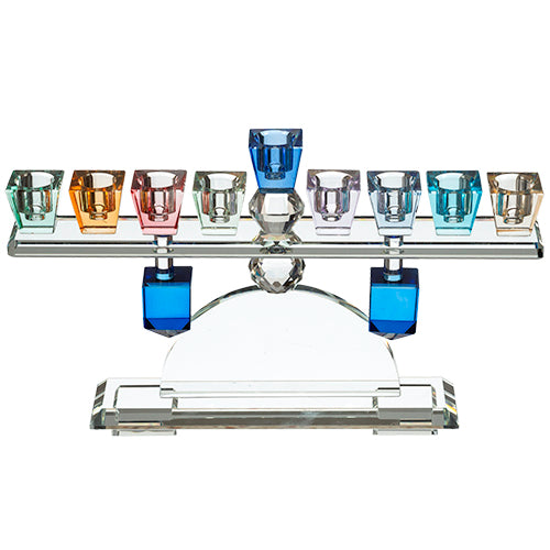 Crystal Oil Menorah 28*14 Cm With Multicolored Branches