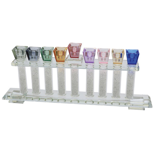 Crystal Menorah 33*13cm With Multicolored Branches And Stones