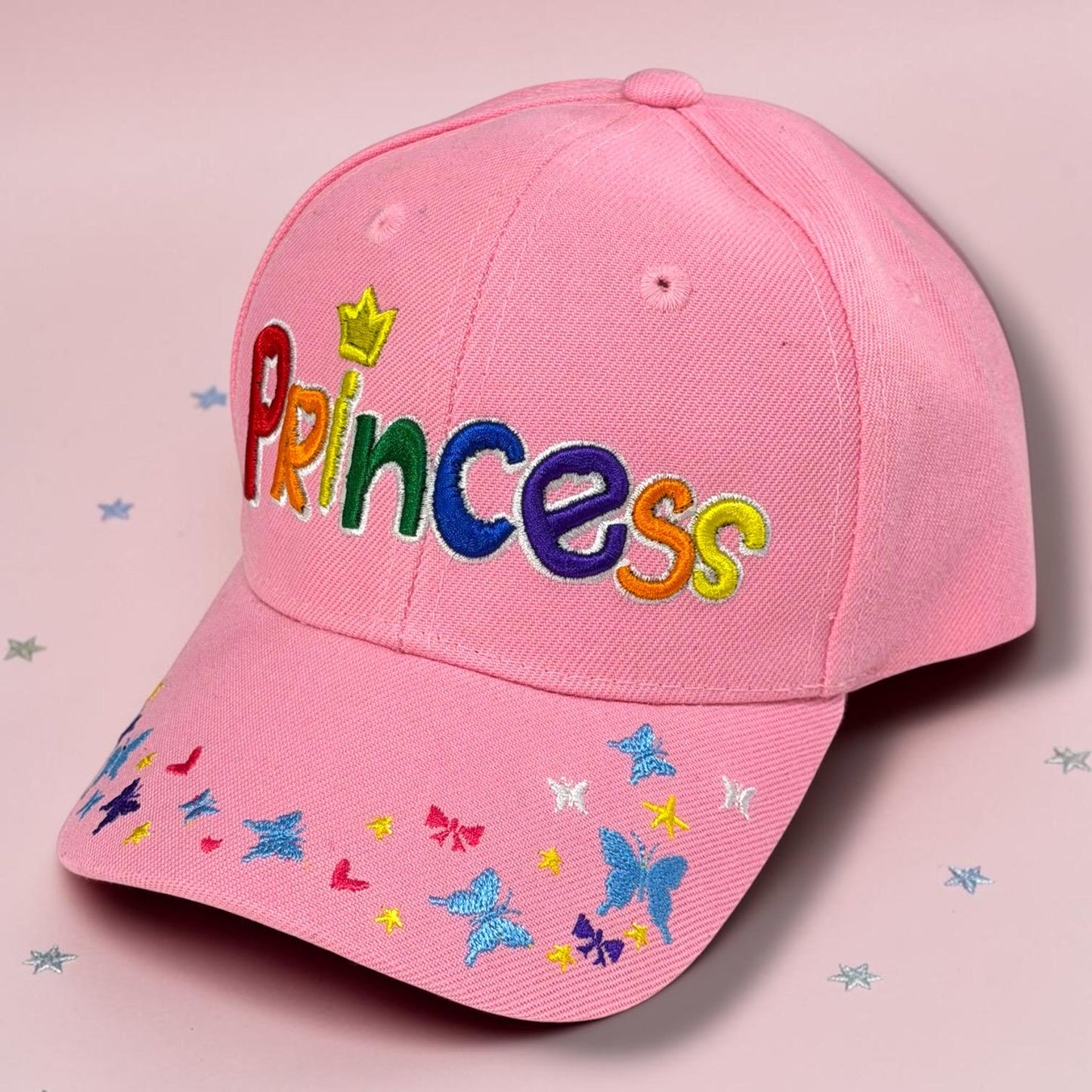 Embroidered Princess Baseball Cap | Pink Adjustable Snapback for Toddler Youth Girls