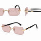 Luxury Rimless Rectangle Sunglasses | Gold Metal Frame | UV400 Fashion Shades for Men & Women