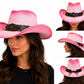 Pink & Tan Western Straw Cowboy Hat | Lightweight Sun Hat | Unisex