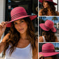 Women's Wide Brim Straw Sun Hat with Back Bow – Foldable UV Protection Beach Hat