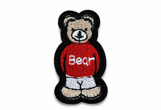 Bear Embroidered Patch – Teddy Bear Iron On Patch, Navy Blue or Red Sweater, Hat Jacket Backpack Bag Clothing Applique