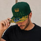 Dark Green Royal Crown Snapback Hat – Gold Pattern Visor, Embroidered Luxury Cap