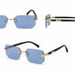 Luxury Rimless Rectangle Sunglasses | Gold Metal Frame | UV400 Fashion Shades for Men & Women
