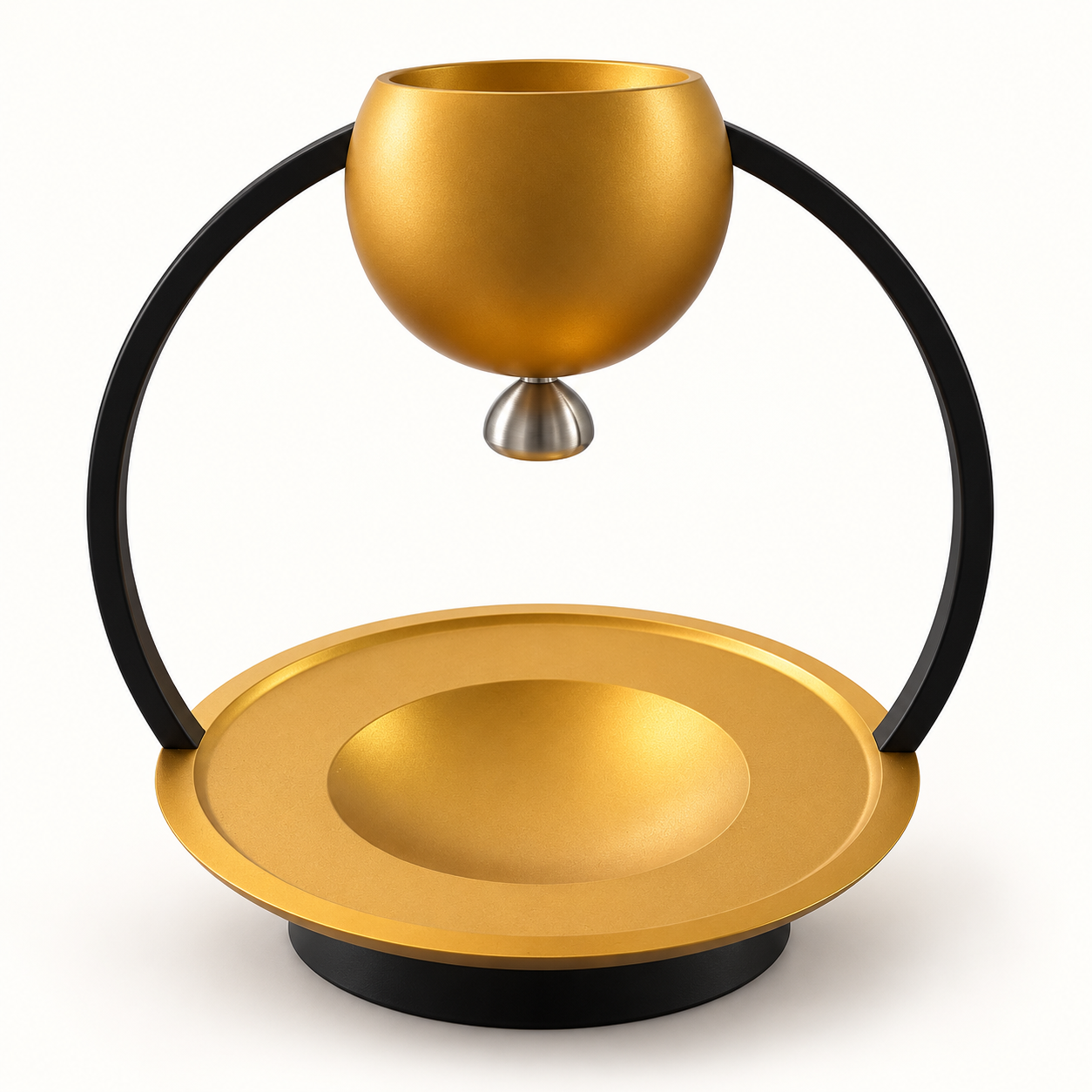 Akilov sculptural gold and black mayim acharonim set made in Israel