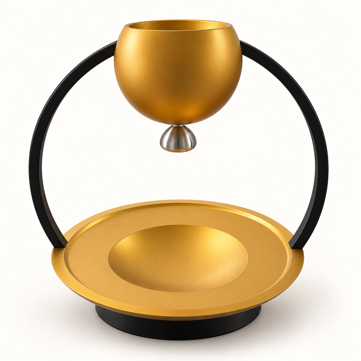 Akilov sculptural gold and black mayim acharonim set made in Israel