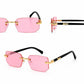 Luxury Rimless Rectangle Sunglasses | Gold Metal Frame | UV400 Fashion Shades for Men & Women