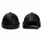Unisex Leather-Look Brimless Docker Hat – Adjustable Rolled-Cuff Cap in Black, Burgundy and Tan