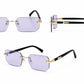 Luxury Rimless Rectangle Sunglasses | Gold Metal Frame | UV400 Fashion Shades for Men & Women