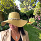 Boho Raffia Sun Hat, Wide Brim Straw Beach Hat, Cowrie Shell Band, Summer Vacation