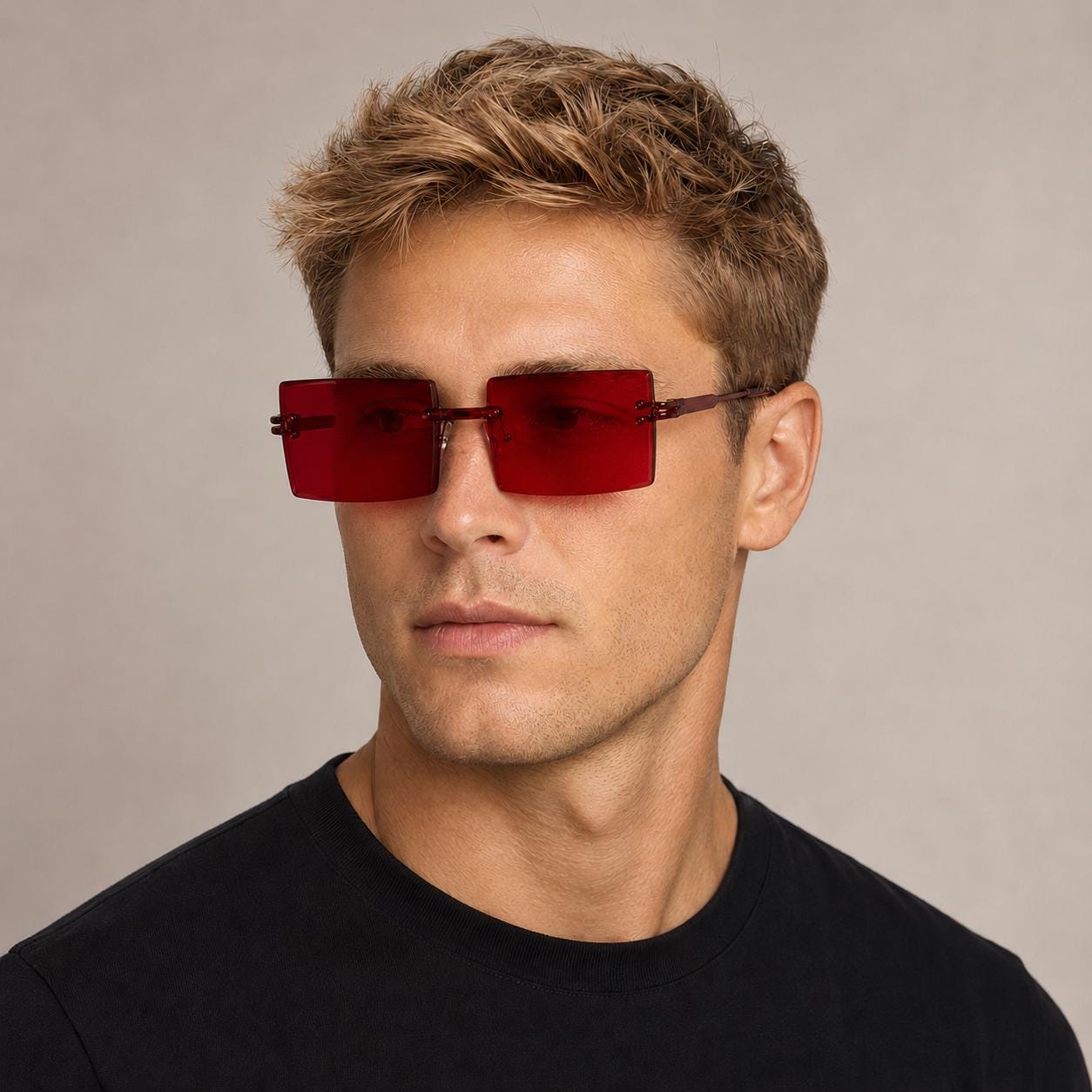 Retro Rimless Rectangle Sunglasses | Y2K Frameless Fashion Shades (UV400)