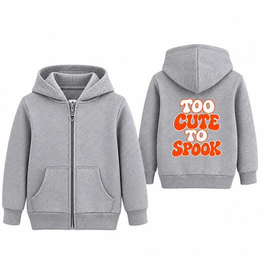 Too Cute to Spook Kids’ Halloween Zip-Up Hoodie – Gray