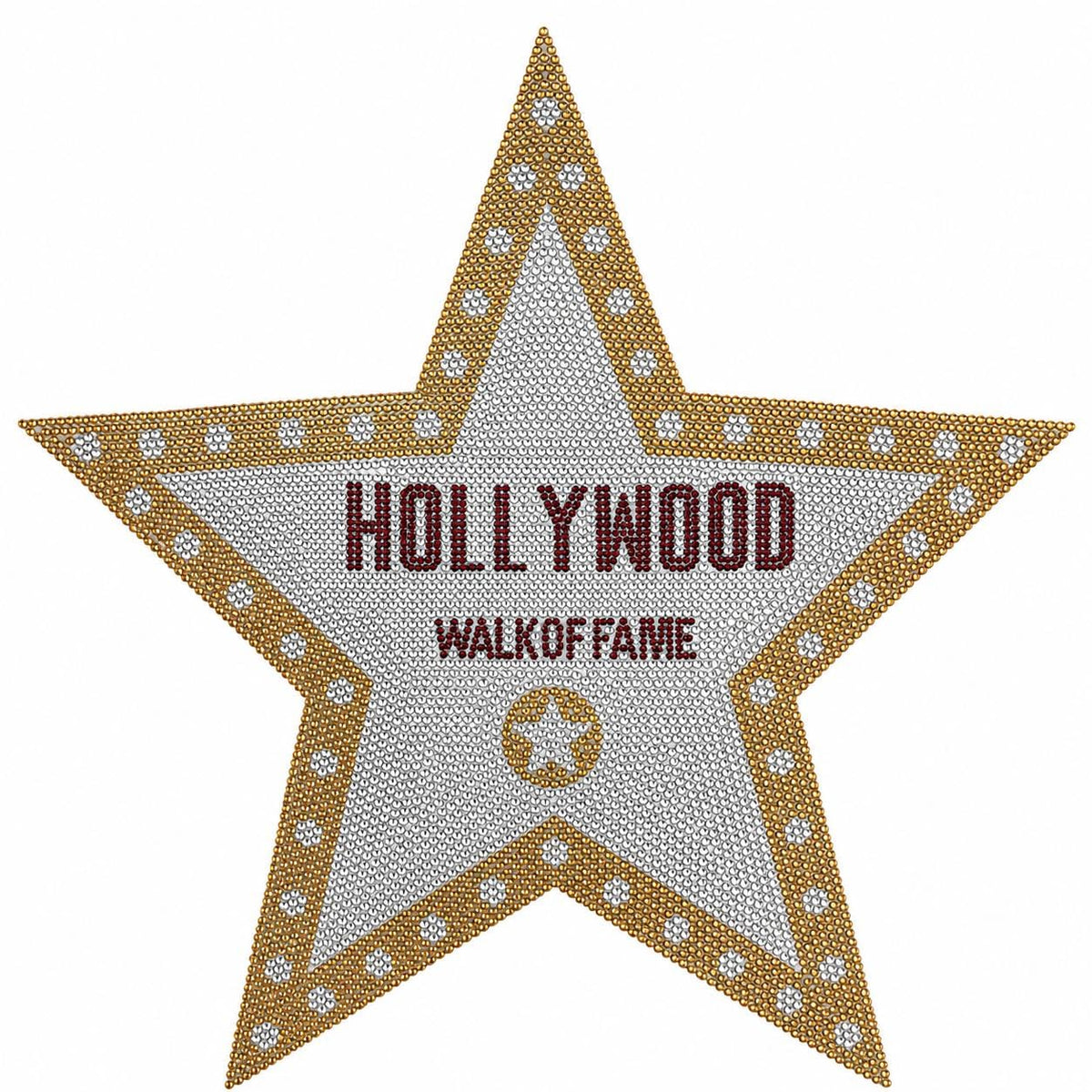 Hollywood Walk of Fame Star Rhinestone Heat Transfer | Gold Silver Bling Appliqué