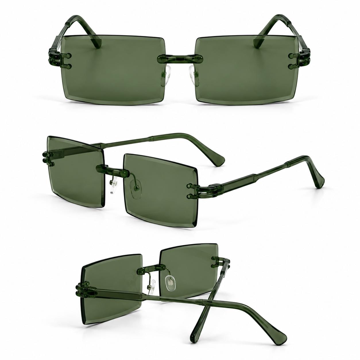 Retro Rimless Rectangle Sunglasses | Y2K Frameless Fashion Shades (UV400)