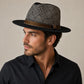 Woven Fedora Hat | Wide Brim Sun Protection, Geometric Crown, Striped Band