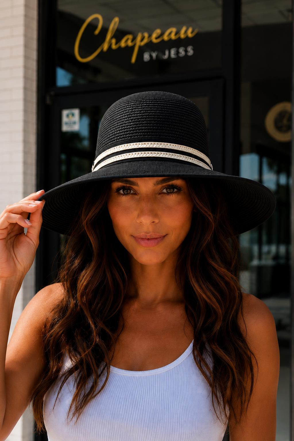 Women's Wide Brim Straw Sun Hat with Back Bow – Foldable UV Protection Beach Hat